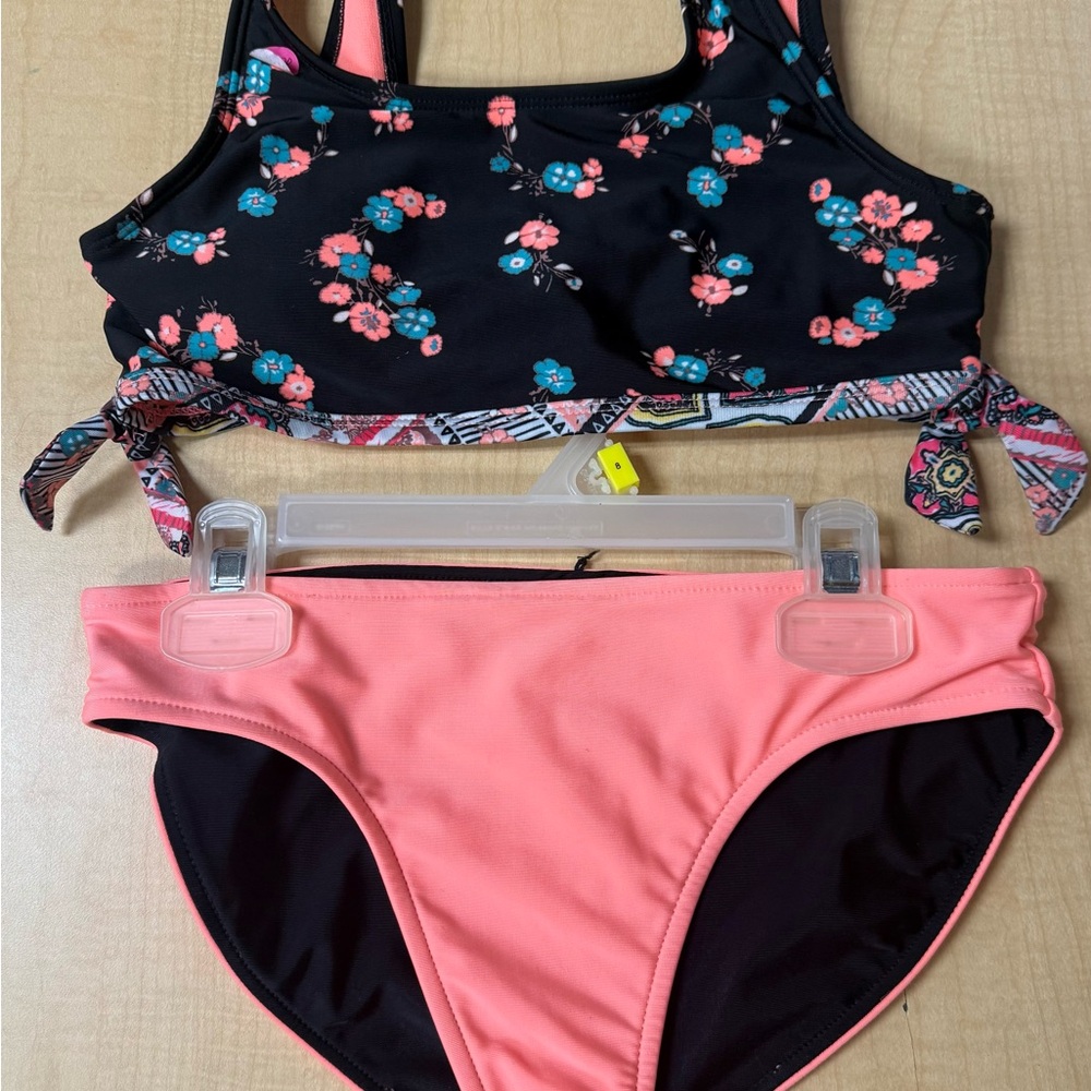 Wonder Nation Floral Bikini with Orange Bottoms 10/12 New Never Worn